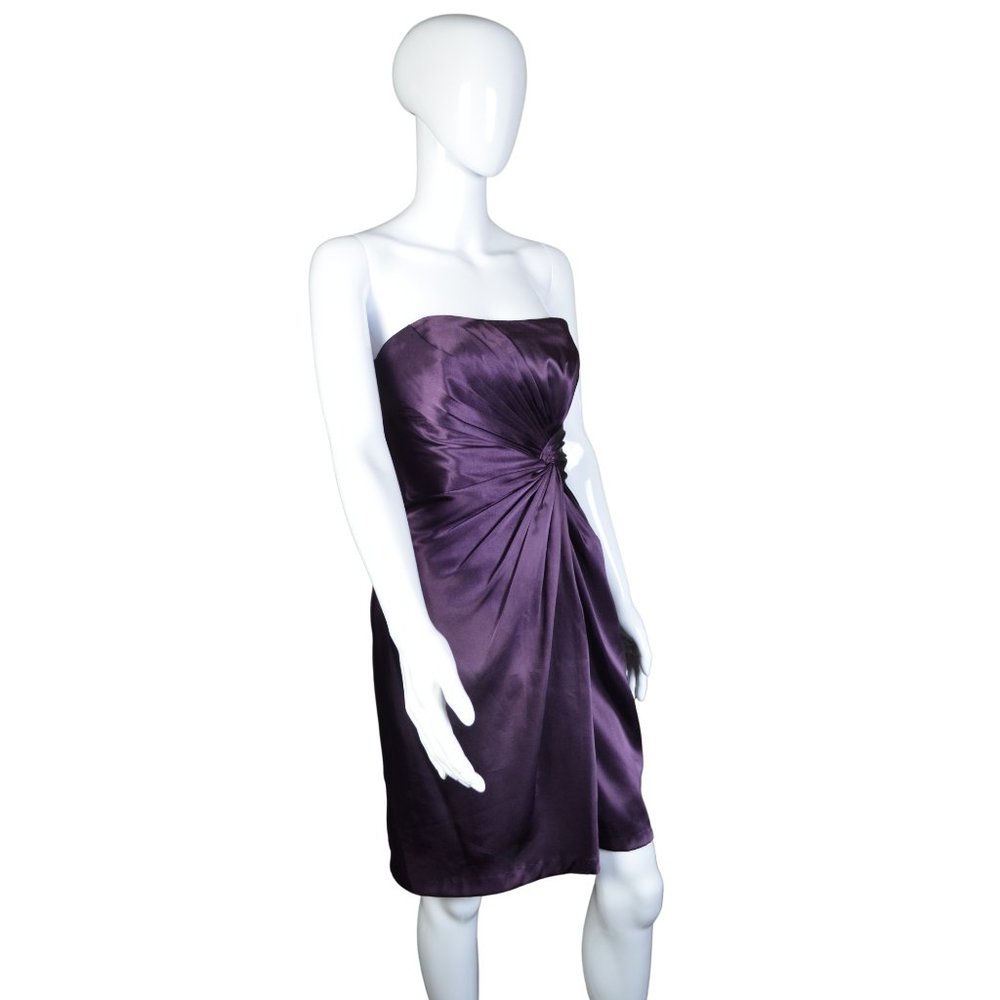 Deep Purple Strapless Charmeuse Cocktail Dress - Size 2